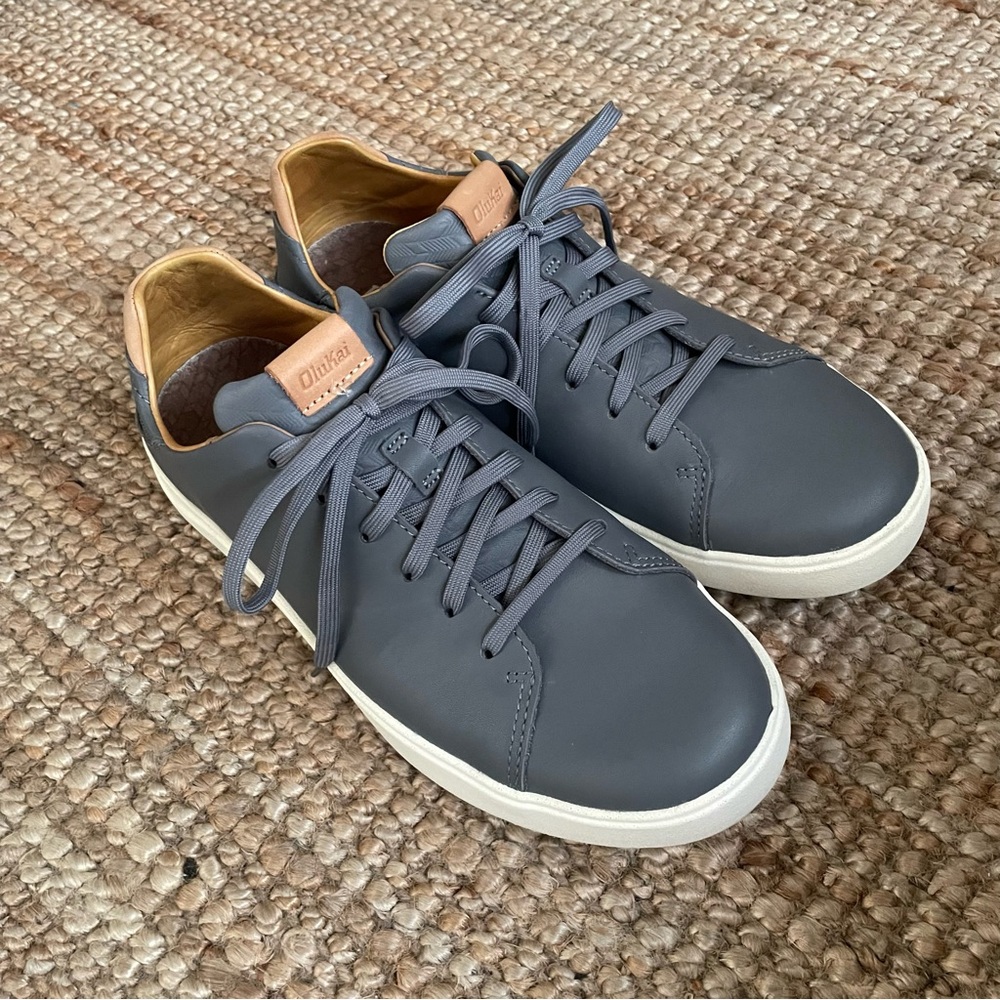 Olukai Lae‘ahi Lī ‘Ili Men’s Waterproof Leather Sneakers - Gray